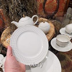 Moritz Zdekauer White & 24K Gold Rim Porcelain Golf Ball Tea Pot Luncheon Set