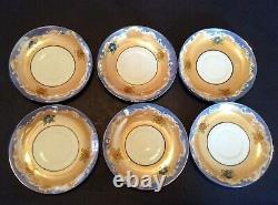 Moriyama Hand Painted 21 Piece Tea & Dessert Set Amber And Blue Luster Japan