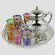 Moroccan Tea Set, 6 Cups Tea Glasses, Teapot, Tea Tray Brand New