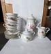 Moss Rose Japan Tea Pot, Sugar, Creamer, 6 Cups&saucers. Gold Trim. Excellent