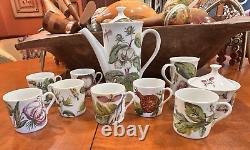 Mottahedeh Exotic Plant Vintage Sugar Creamer Teapot 7 Cups Chocolate Set Euc