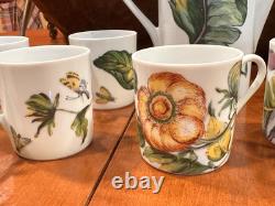 Mottahedeh Exotic Plant Vintage Sugar Creamer Teapot 7 Cups Chocolate Set Euc