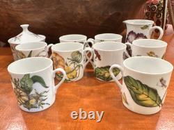 Mottahedeh Exotic Plant Vintage Sugar Creamer Teapot 7 Cups Chocolate Set Euc
