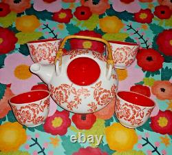 Mount Everest Tea Pot Set 4 Cups Good Condition Rare Floral China Japan