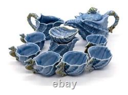 NEWQZ Sky Blue Glaze Conch Shaped Kung Fu Tea Set, 1 Pot 6 Cup, Including Tea