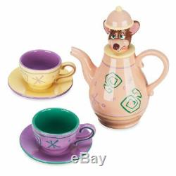 NEW! Disney Parks Dormouse Tea Set Alice in Wonderland Teapot Cups Saucers RARE