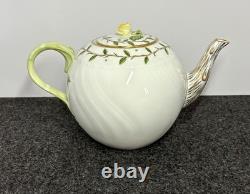 NEW Herend Rothschild Garden Teapot With Rose Finial Leaf Handle 5.5 in High