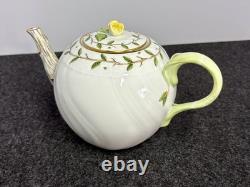 NEW Herend Rothschild Garden Teapot With Rose Finial Leaf Handle 5.5 in High