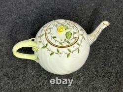 NEW Herend Rothschild Garden Teapot With Rose Finial Leaf Handle 5.5 in High