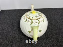 NEW Herend Rothschild Garden Teapot With Rose Finial Leaf Handle 5.5 in High