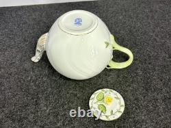 NEW Herend Rothschild Garden Teapot With Rose Finial Leaf Handle 5.5 in High