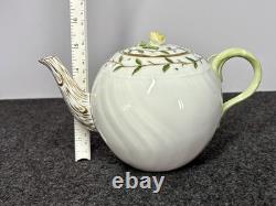 NEW Herend Rothschild Garden Teapot With Rose Finial Leaf Handle 5.5 in High