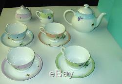 New Tiffany Summer Tea Pot Set Sugar Creamer 4 Cups+ Boxes Unused Dragonflies