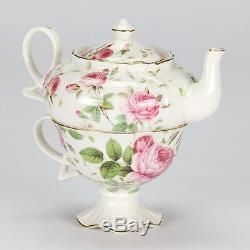NEW Vintage style Tea for One set Teapot cup rose shabby chic porcelain high tea