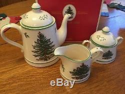 NEW in Box Spode Christmas Tree 3 Piece Tea Set Tea Pot, Sugar Creamer S3324