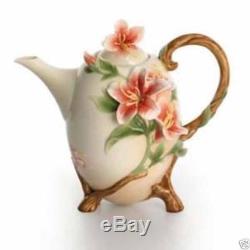 NIB Franz Azalea Teapot, Sugar & Creamer