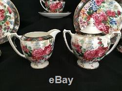NIB Ralph Lauren Wedgwood Hampton Floral Tea Set Teapot Creamer & Sugar 4 C&S