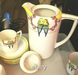 NORITAKE Tea Set Lovebirds Vintage Very Rare 1921-1946