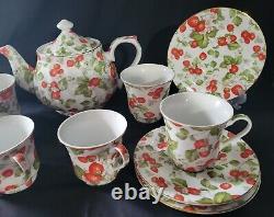 NWOB 13 Piece Strawberry Darice China Set Perfect Red Fancy Pretty magnificent