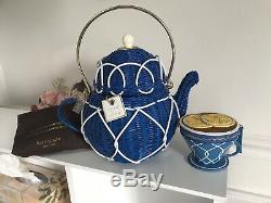 NWOT KateSpade Wicker Teapot With Teacup Coin Purse Bag Tote Set