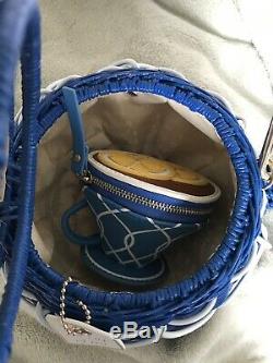 NWOT KateSpade Wicker Teapot With Teacup Coin Purse Bag Tote Set
