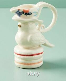 NWT Anthropologie Corinne Tea Set- Teapot, Sugar, Creamer Rabbit Bird Holiday
