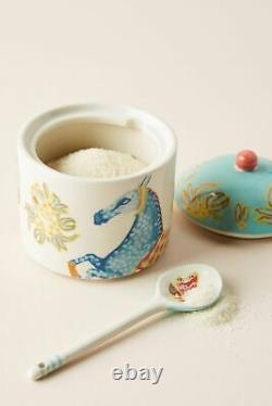 NWT Anthropologie Paige Gemmel Eastern Animal Kitchen Tea Pot Set Sugar & Spoon