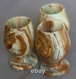 Natural Green Onyx Finjan Coffee/teapot 8 & Six Cups 3 Set