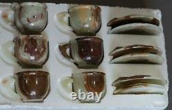 Natural Onyx Saucers 4.5 & Six Cups 3 Set Green Onyx