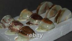 Natural Onyx Saucers 4.5 & Six Cups 3 Set Green Onyx