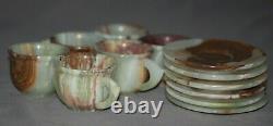 Natural Onyx Saucers 4.5 & Six Cups 3 Set Green Onyx