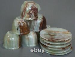 Natural Onyx Saucers 4.5 & Six Cups 3 Set Green Onyx