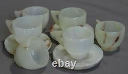 Natural Onyx Saucers 4.5 & Six Cups 3 Set White Onyx