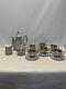 Neiman Marcus Estel Porcelain Gold Plated Iridescent Green Tea Coffee Pot Set