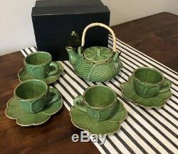 Never used withbox Teavana RARE Green Leaf complete 9pc Tea pot cup saucer set