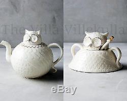 New Anthropologie BALDUCCI Owl Tea Set / Teapot & Sugar Bowl WILD MASQUERADE