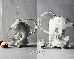 New Anthropologie Fish Poisson FULL Tea Set Teapot, Creamer & Sugar Bowl