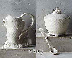 New Anthropologie Fish Poisson FULL Tea Set Teapot, Creamer & Sugar Bowl