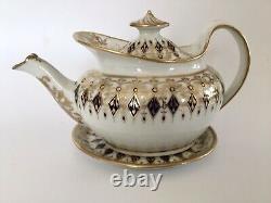 New Hall Porcelain Tea Set Teapot Cobalt & Gold Regency Tea Set RARE Georgian
