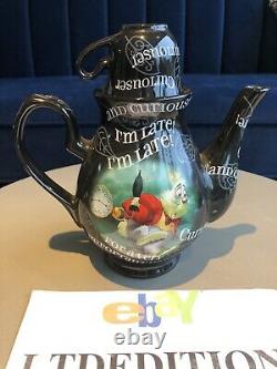 New Rare Official Disney Alice In Wonderland Tea Pot, 4 Cups & Saucers Set Xmas