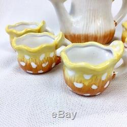 New Ronnel Collection Yellow Wild Psychedelic Mushroom Ceramic Teapot Teacup Set