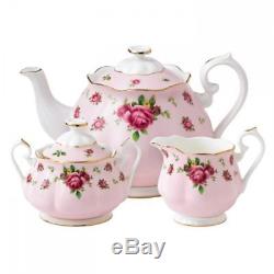 New Royal Albert 3-Piece Set (Teapot, Sugar & Creamer) NCR Pink
