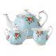 New Royal Albert 3-piece Set Teapot, Sugar & Creamer Polka Blue