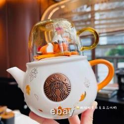 New Starbucks 2021 China Autumn Forest Teapot And Glass Cup Set