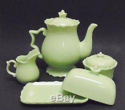 Nicole Miller 4 Pc Set Celery Green Tea+coffee Pot+creamer+sugar Holder+butter