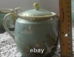 Nippon Beautiful antique Flying Snow Geese Teapot, Cream & Sugar Set