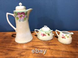 Nippon Coffee Tea Pot 6 Cups Cream and Sugar Bowl Jonroth Studio Hand Painted