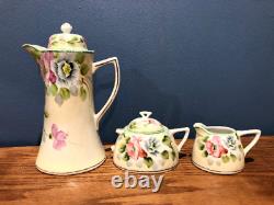 Nippon Coffee Tea Pot 6 Cups Cream and Sugar Bowl Jonroth Studio Hand Painted