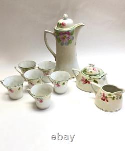 Nippon Coffee Tea Pot 6 Cups Cream and Sugar Bowl Jonroth Studio Hand Painted