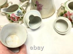 Nippon Coffee Tea Pot 6 Cups Cream and Sugar Bowl Jonroth Studio Hand Painted